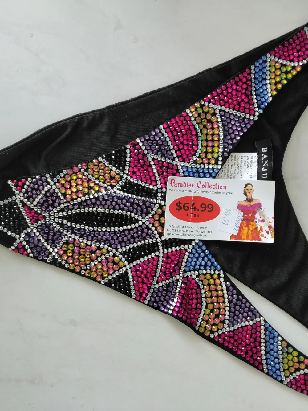Rhinestone  - Purple & Multicolor Bikini Bottom NWT Size Large